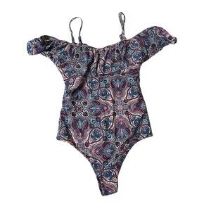 Altar’d State ruffle paisley one-piece bathing suit multicolor size Large